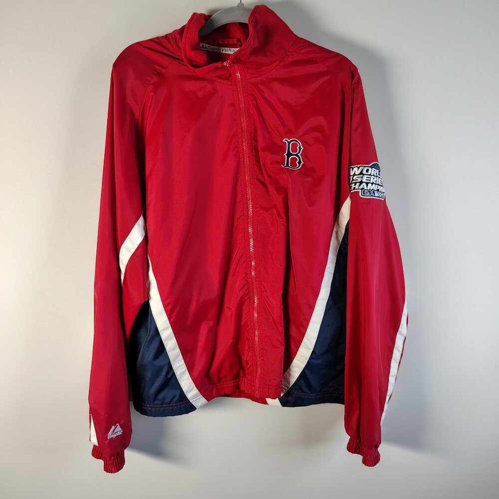 Vintage Majestic Red Sox Jacket Large Red Nylon 2004 World Series Champion